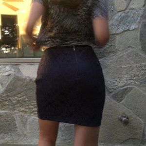 Navy Blue Lace Mini Skirt